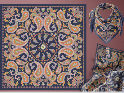 PAISLEY PATTERN bandana border ethnic print graphic design indian pattern kerchief ornamental design textile design