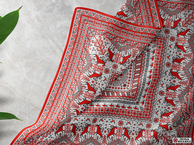 MEZEN PAINTING digital art folk art graphic design illustration napkins ornament packaging shawls summer style tablecloths textile design