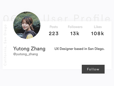 DailyUI - 006 - User Profile 006 card dailyui design profile screen ui user