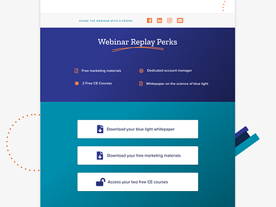 BluTech Lenses : Webinar Perks Section – Landing Page Concept