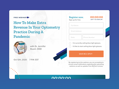 BluTech Lenses : Webinar Landing Page Registration UI