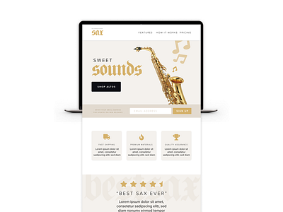 Sophisticated Saxophones Landing Page adobe xd landing page sax saxophones