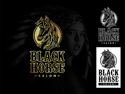 Black Horse Salon Logo black branding dark logo dark logos design emblem horse horse logo illustration logo