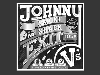 Johnny V's Smoke Shack decor flyer poster poster art restau smoke square wayfinding