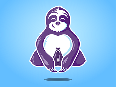 Sloth Pose design flat design meditate meditation pose purple sloth sloths yoga