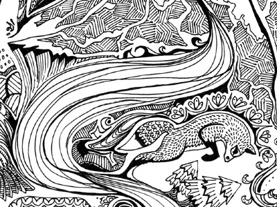 Swirly Fox drawing fox illustration nature swirls