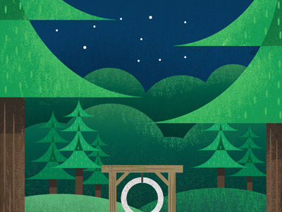 Piomingo Winter Camp Poster green illustration nature poster texture trees