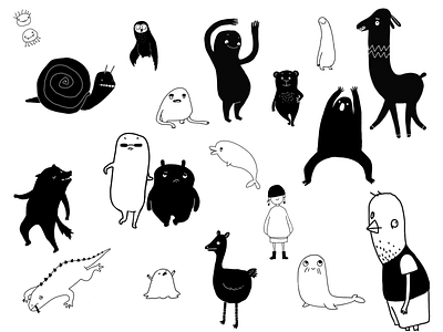 Rapid Characters #5 - The Bunch black and white character design illustration