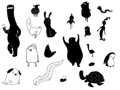 Rapid Characters #6 - The Bunch black and white character design illustration