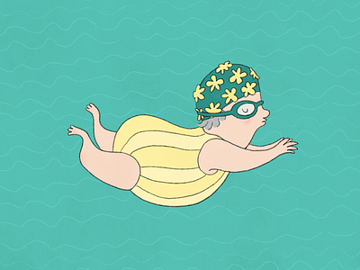 Aquarobics character design colors flat illustration