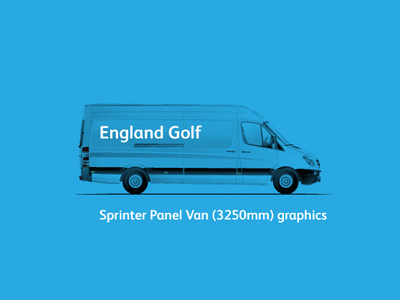 Vehicle graphics for England Golf branding logo vehicle graphics