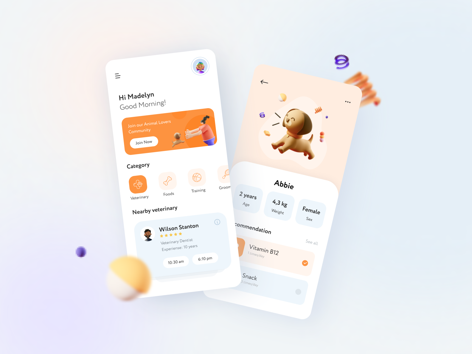 Pets app by Alena on Dribbble