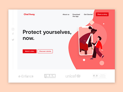 Chat'Away Homepage concept design dribbble flat homepage interface new sketch ui ux vector