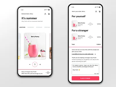 Stay fresh - drink app UI app cart checkout concept design dribbble drink ecommerce interface new order pay product sketch summer ui ux