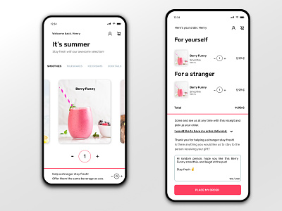 Stay fresh - drink app UI app cart checkout concept design dribbble drink ecommerce interface new order pay product sketch summer ui ux
