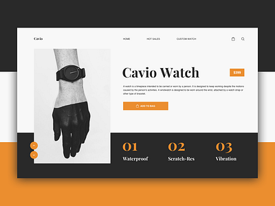 Cavio Watch landing landing page shopping ui ui design ux watch web ui