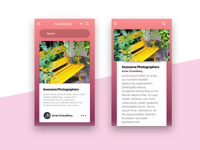 Flipworld App app blog design gradient ui uiux