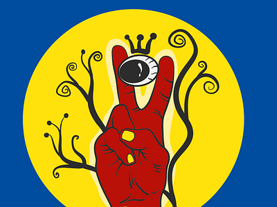 Eyeballman 2d illustration art blue digitalart eyeball fingers freebie hand illustration king peace peace sign sketch vector yellow