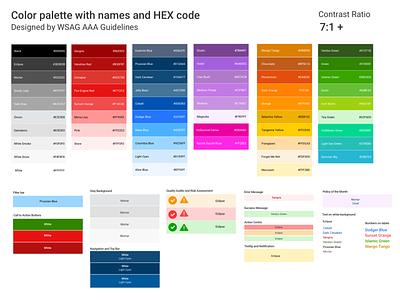 Colour palette with names and HEX code