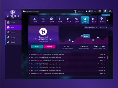 Cryptocurrency Wallet UI cryptocurrency dashboard ui wallet ui design