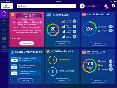 Dashboard UI for Tablet app dashbaord dashboard design dashboard ui design tablet dashboard tablet ui ui