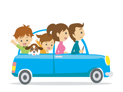 Family trip with car 2d illustration car family icon a day icon artwork illustration travel trip