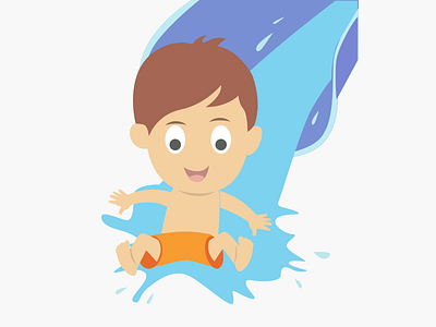 Watter slide 2d illustration boy icon illustration slide swimming watter slide