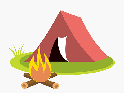 Camping fire 2d illustration camp camping design fire icon illustration tent