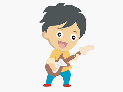 Rockstar boy playing electric guitar 2d illustration boy design electric guitar guitar illustration illustrations illustrator music playing electric guitar playing music rockstar