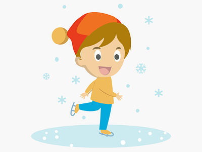 Boy ice skating 2d illustration boy design ice skating illustration winter is coming winter scene