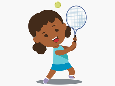 Girl playing tennis 2d illustration child children children sport girl illustration kids play icon playing tennis sport tennis