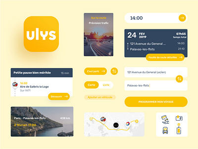 Ulys Design System app app design application art direction branding companion highway map mobile app sketch travel ui ui elements ux