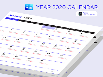 Year 2020 Calendar Template