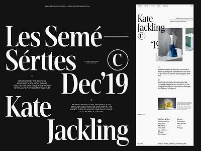 Kate Jackling—Les Semé—Sérttes Dec'19 branding clean design grid layout minimal typography web website whitespace