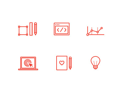 Line Icons advertising analytics content creation design development digital icons line outline products simple ux