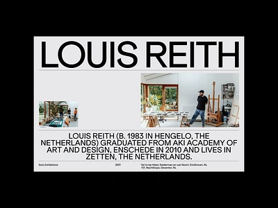 Louis Reith Bio clean design grid layout minimal typography website whitespace