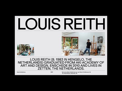 Louis Reith Bio clean design grid layout minimal typography website whitespace