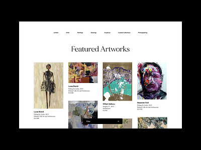 Art Platform—Artwork listing page animation art platform artworks filter layout list motion typography website