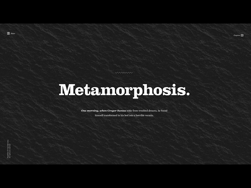 Metamorphosis animation black css design html landing typography ui web website