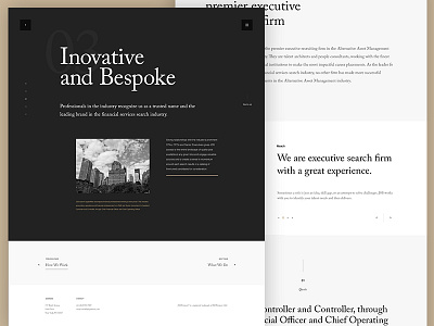 Website Layout — Rejected Screens black clean design landing layout minimal simple slider typography web website