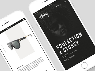 Stussy Redesign — Responsive app black layout minimal mobile navigation responsive stussy typography website white