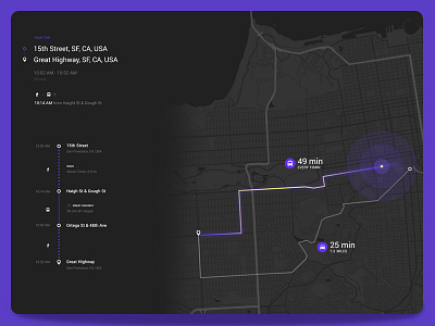 Directions Module UI Challenge — Week 2 app application dark ui icons location map minimal travel typography ui ux webapp