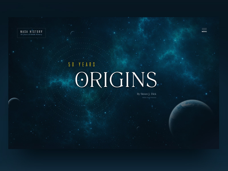 NASA History - 50 Years background header headerimage layout minimal sans serif space typography web website