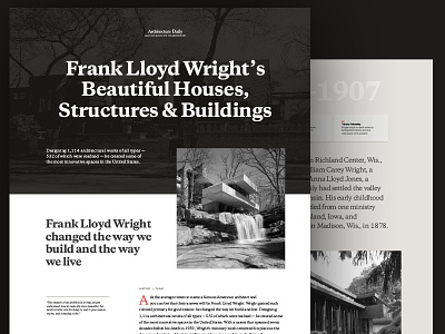Frank Lloyd Wright Foundation architecture clean gallery header responsive serif slider typography web website