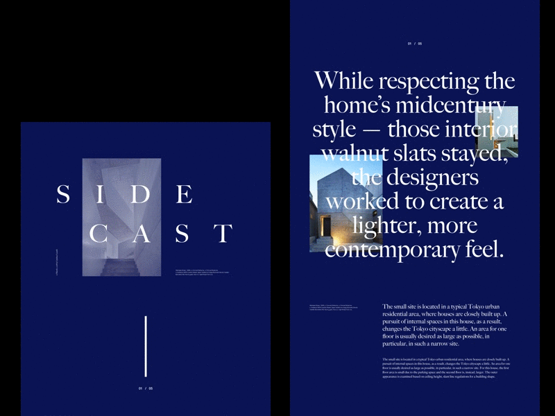 Sidecast Website architecture blue clean grid layout minimal minimalist serif simple typography web website