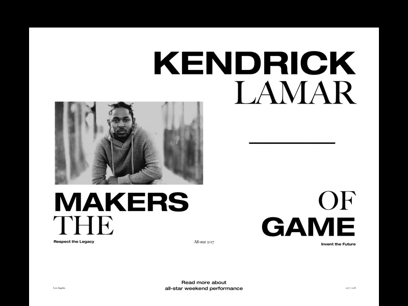 Kendrick Lamar — Makers of the Game clean grid kendricklamar layout minimal modern readymag sans serif typography website