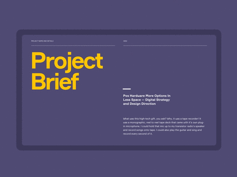 Project Brief Presentation grid layout minimal presentation project purple simple typography