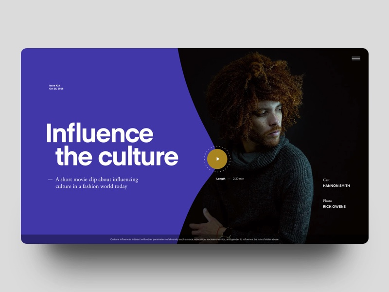 Header Video Player purple modern clean typography header player video