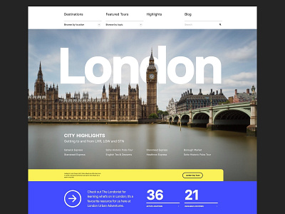 London City Guide bold city city guide clean header layout london modern typography web website