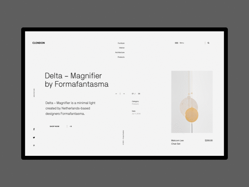 Product Page modern landing slider whitespace simple ui header grid web design minimal website clean layout typography